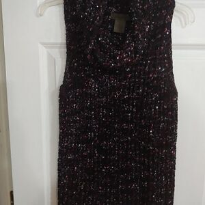 John Paul Richard Black knit and ribbon cowl neck